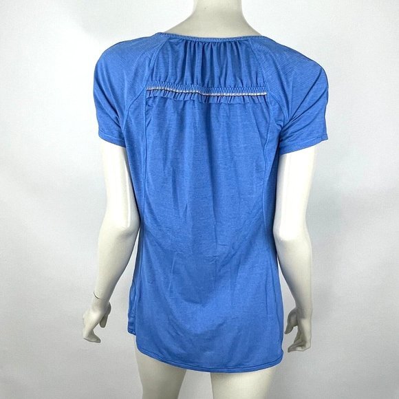 Lululemon Run Wild Short Sleeve Tech Women 10 EUC Stretch Ruffle Pocket Gum Run - Picture 2 of 11
